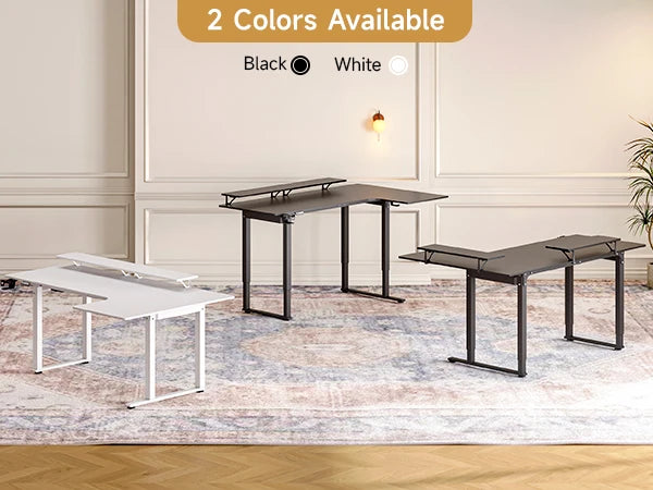 L-Shaped Electric Standing Desk – 63/71" x 43", Dual Motor with Memory Controller