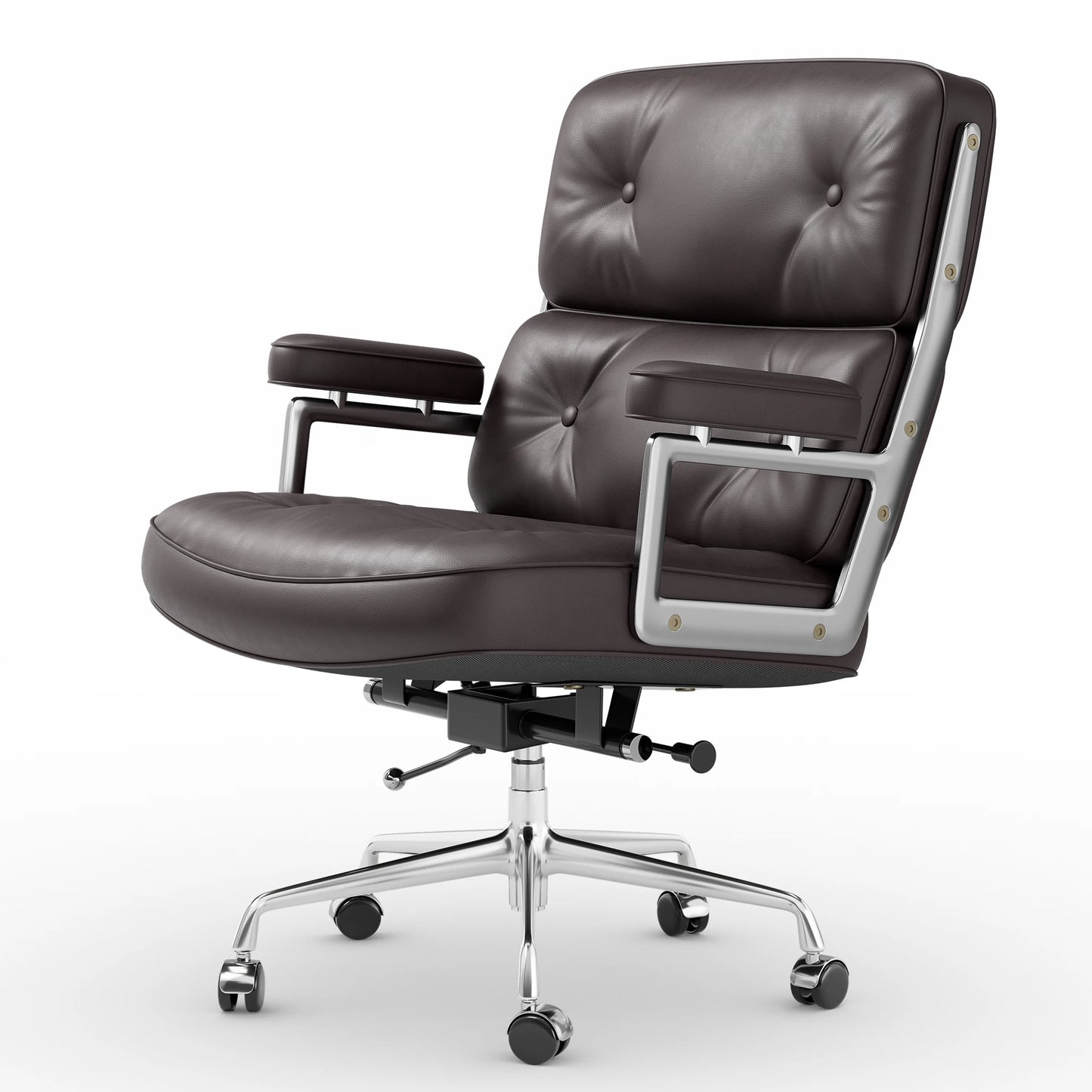 Genuine Leather Ergonomic Swivel Chair with Armrest