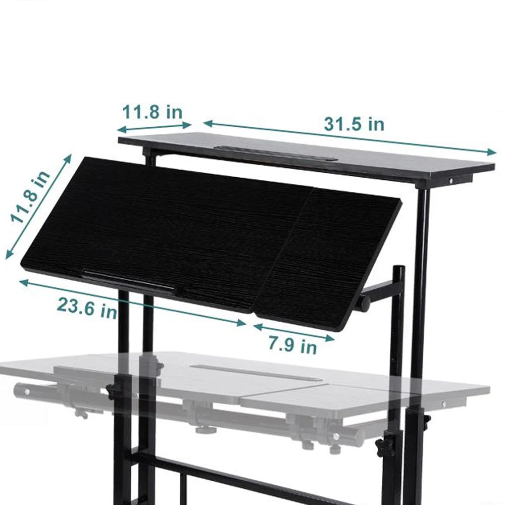 Mobile Standing Computer Desk with Wheels & CPU Host Shelf
