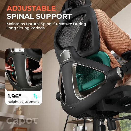 Ergonomic Mesh Office Chair with 4D Flip-Up Arms, Adjustable Lumbar & 3D Headrest