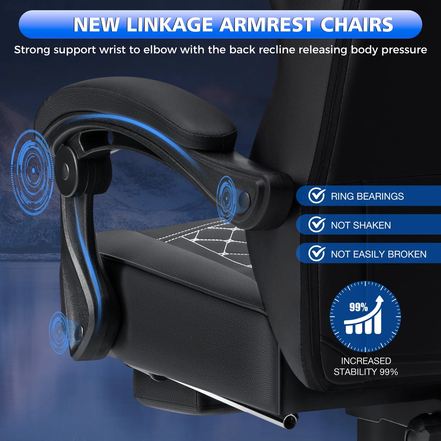 Massaging Ergonomic Gaming Chair with Footrest & Speaker