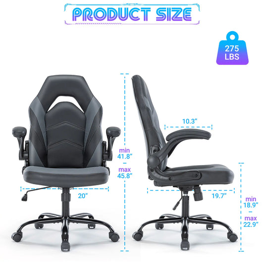 JHK Ergonomic PU Leather Gaming Chair with Flip-Up Armrests