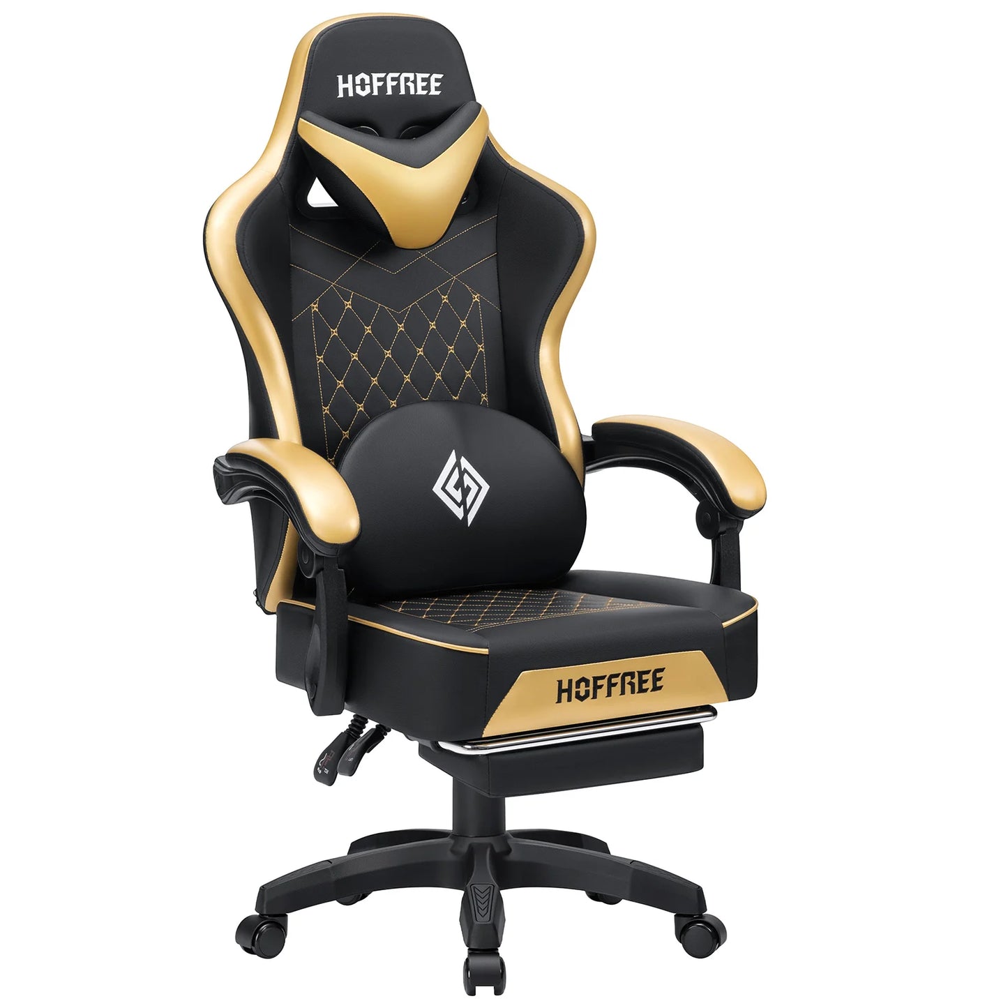Ergonomic Gaming Chair with Footrest, Massage & Bluetooth Speakers