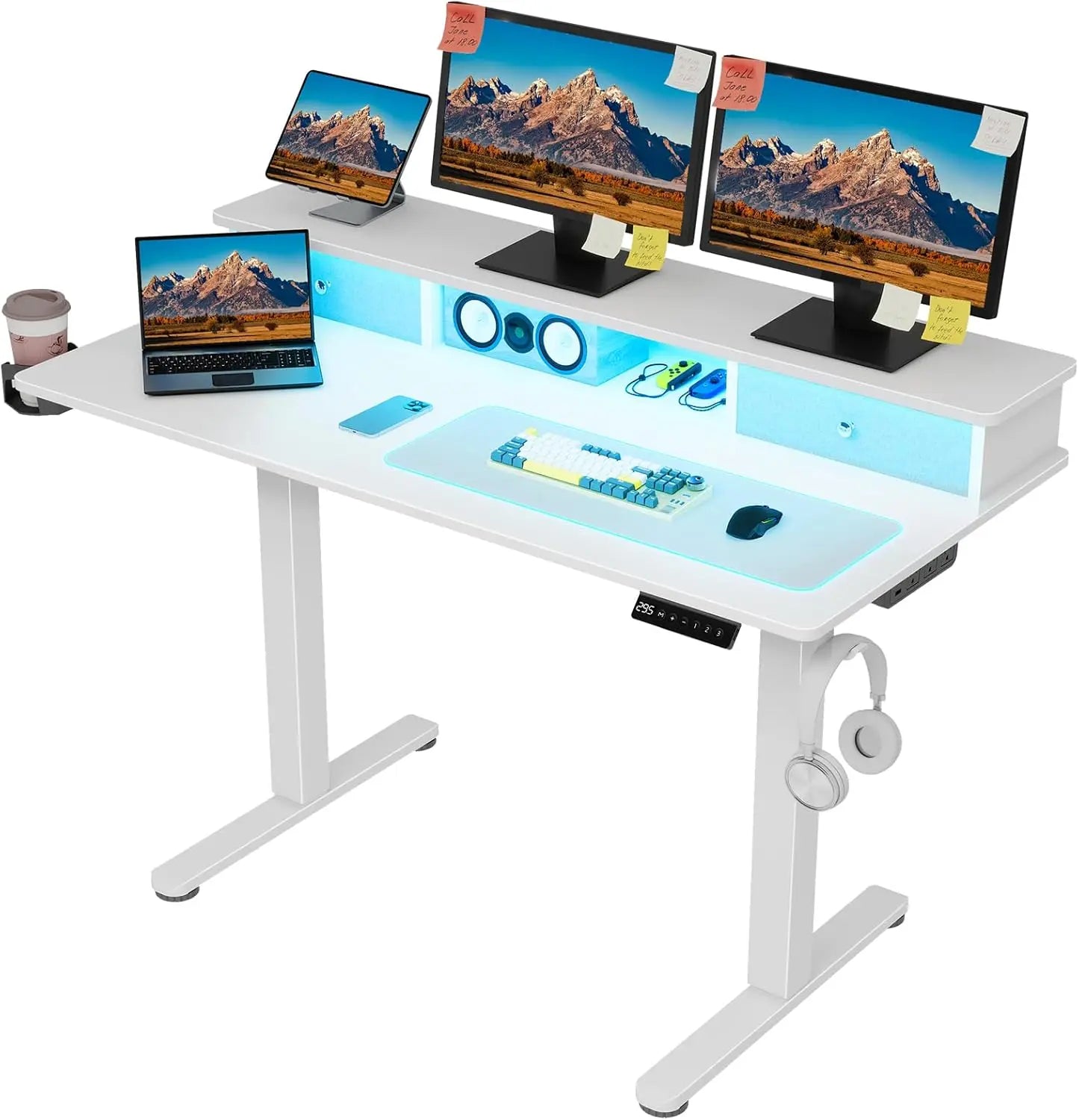 Vabches Electric Height Adjustable Desk with Power Outlet