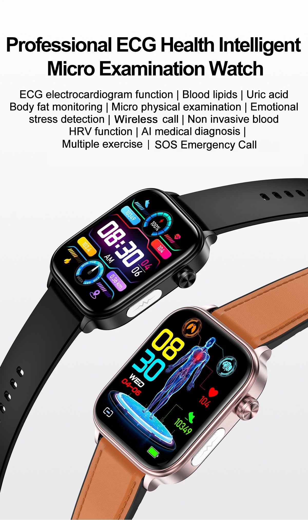 LIGE 2025 ECG+PPG Smart Watch – Health Monitor with Bluetooth Call