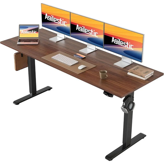 Electric Height Adjustable Standing Desk with Memory Presets & Dual Hooks