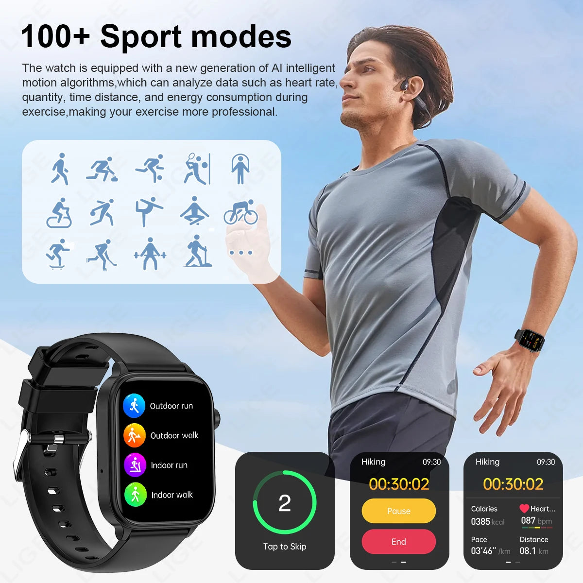 LIGE 2025 ECG+PPG Smart Watch – Health Monitor with Bluetooth Call