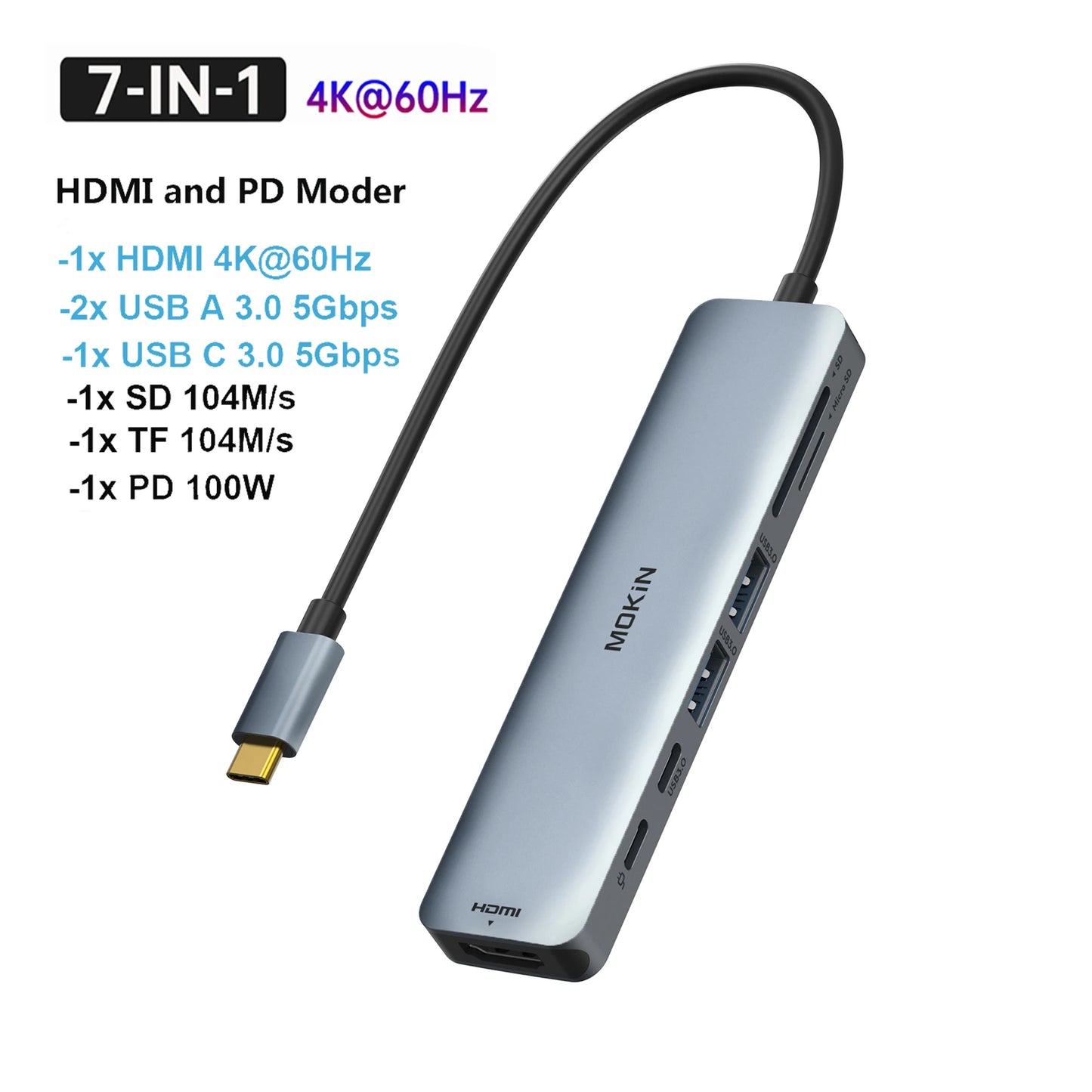 MOKiN USB-C Hub with 4K HDMI/DP, VGA, Ethernet & PD 100W