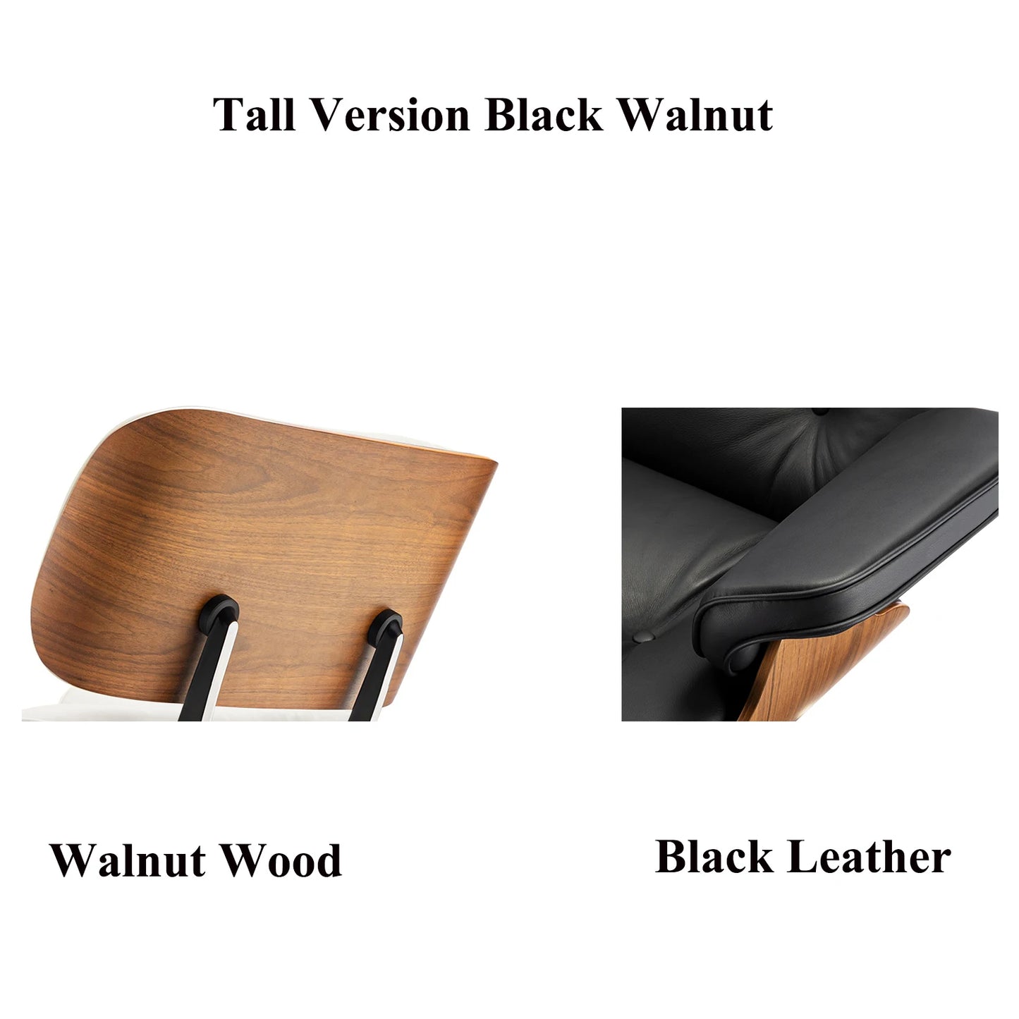 Tall Genuine Leather Chaise Lounge Chair with Ottoman