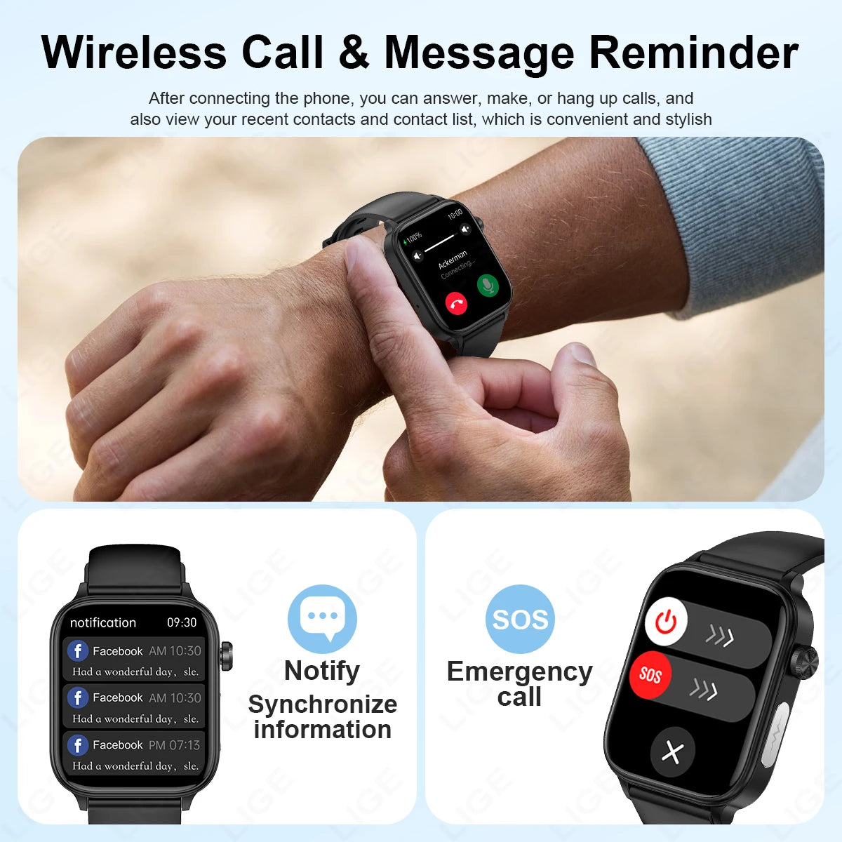 LIGE 2025 ECG+PPG Smart Watch – Health Monitor with Bluetooth Call