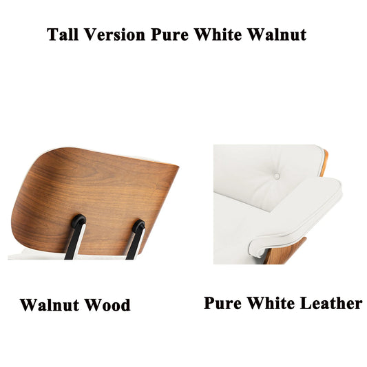 Tall Genuine Leather Chaise Lounge Chair with Ottoman