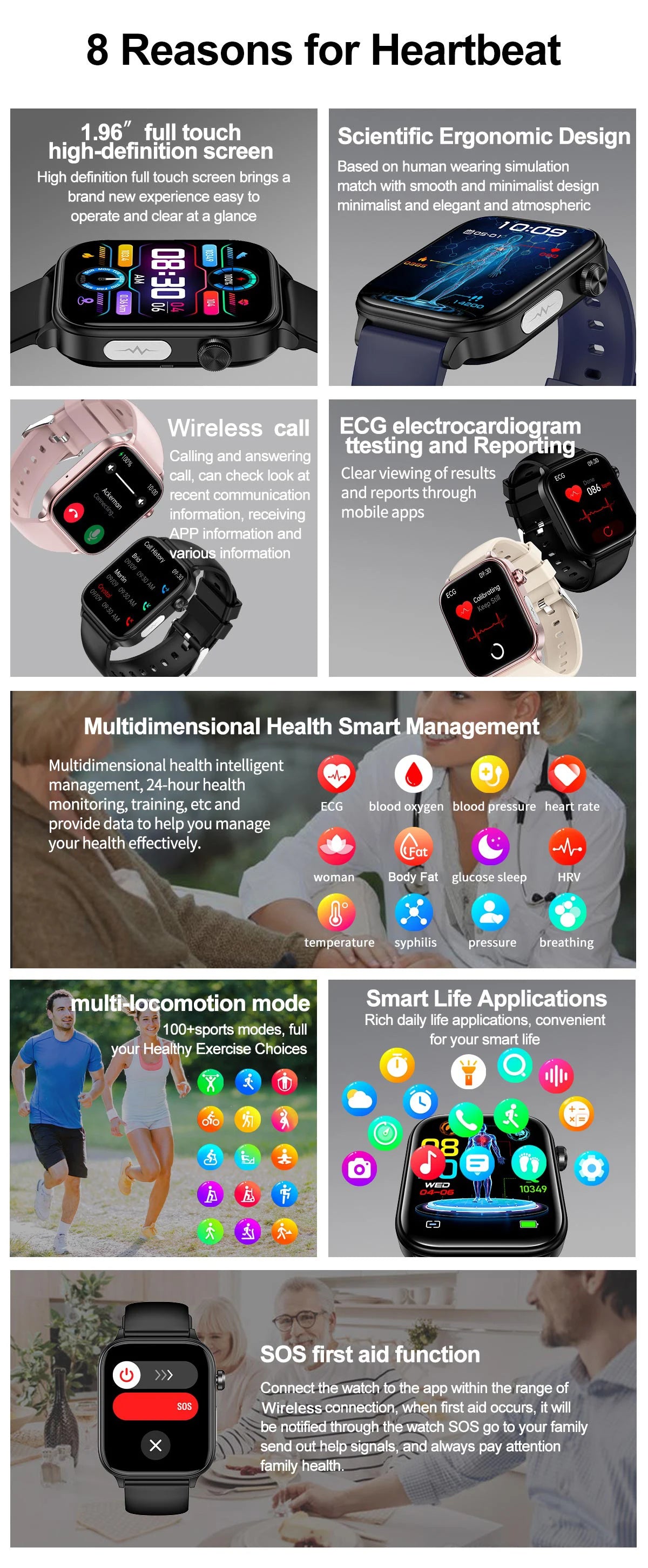 LIGE 2025 ECG+PPG Smart Watch – Health Monitor with Bluetooth Call