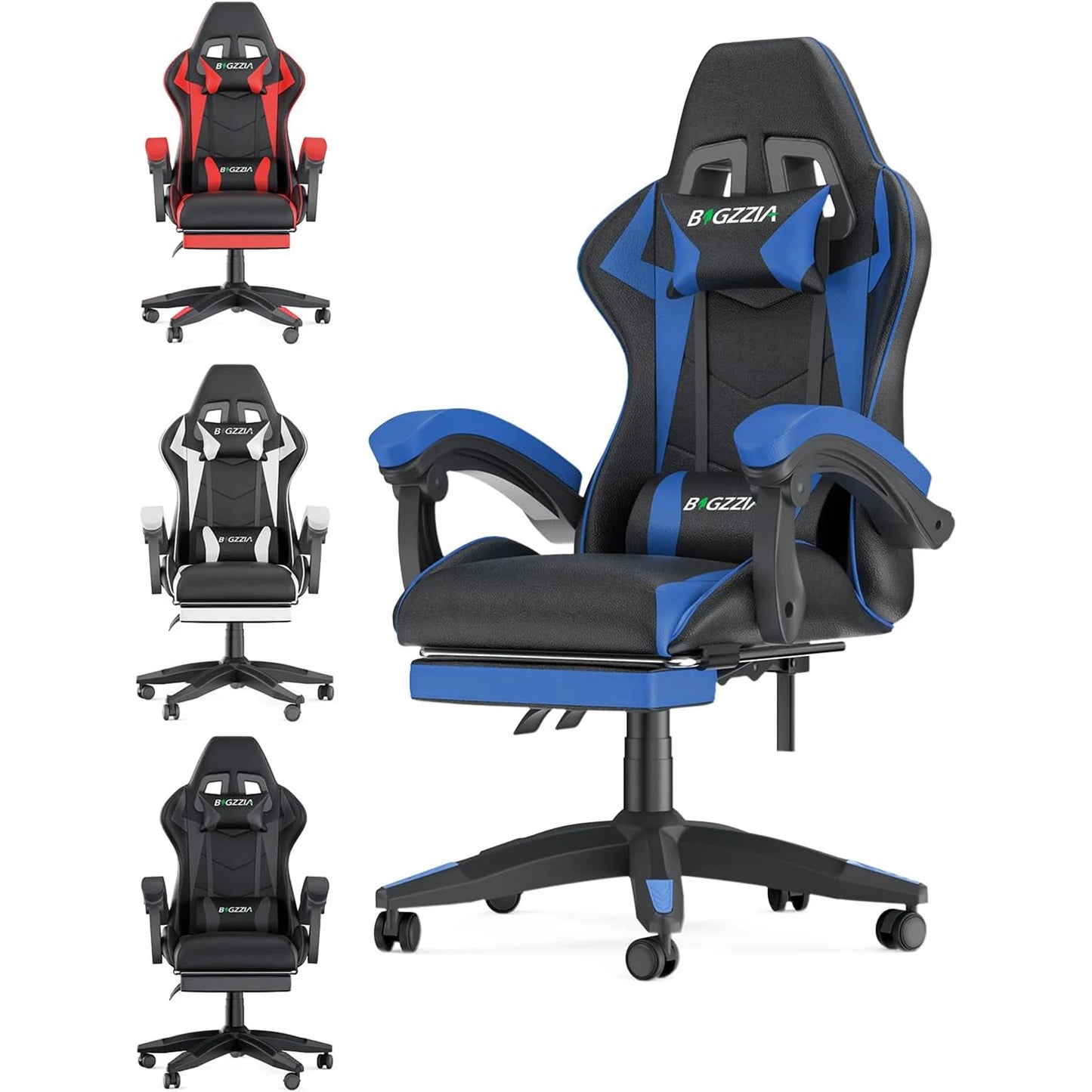 Ergonomic Gaming Chair with Footrest & Headrest Support