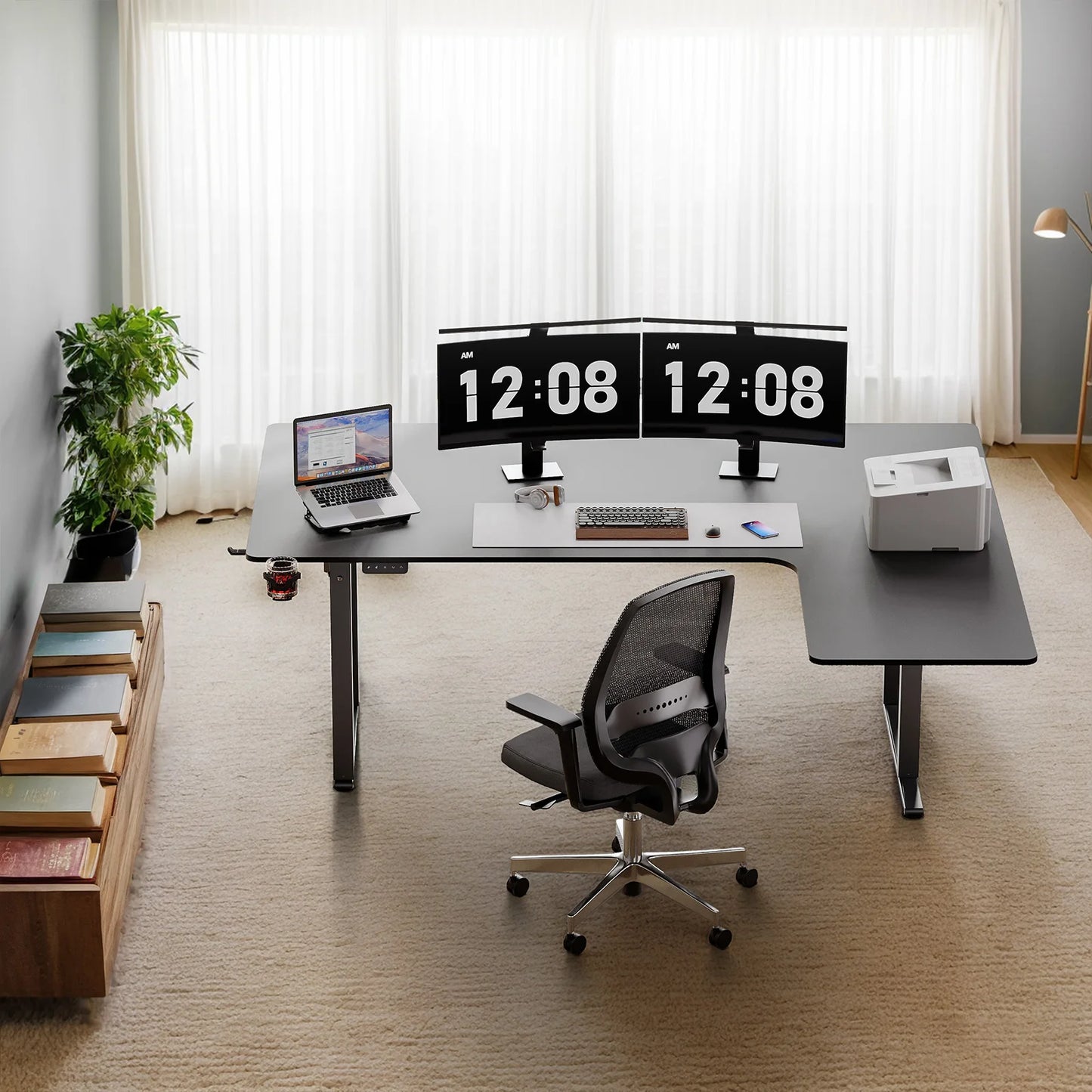 L-Shaped Electric Standing Desk – 63/71" x 43", Dual Motor with Memory Controller