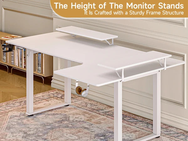 L-Shaped Electric Standing Desk – 63/71" x 43", Dual Motor with Memory Controller