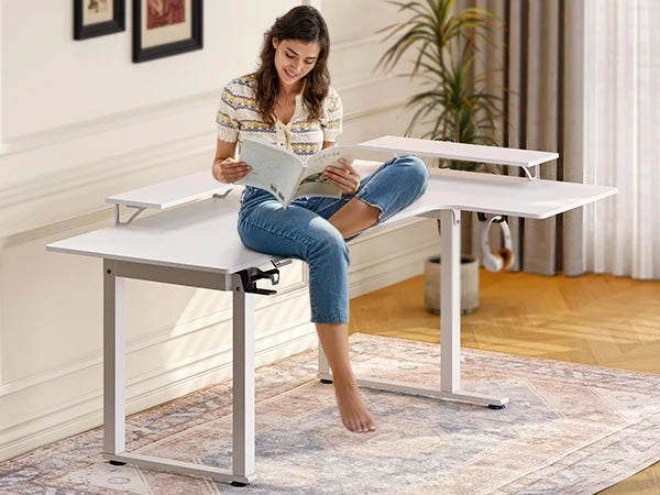 L-Shaped Electric Standing Desk – 63/71" x 43", Dual Motor with Memory Controller