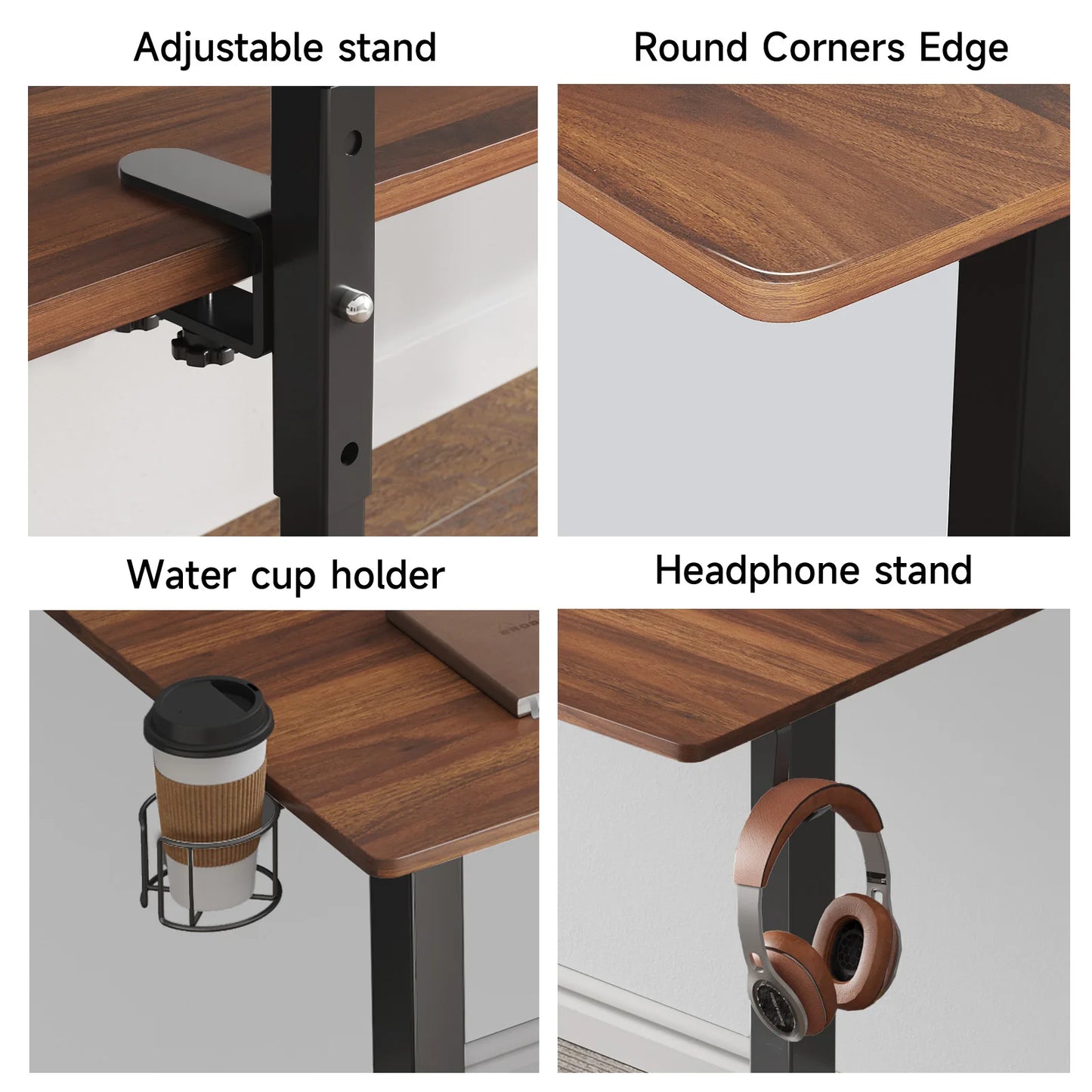Electric Adjustable Height Desk with Dual Monitor Shelves & Memory Controller