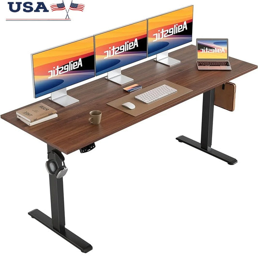 Adjustable Electric Standing Desk with Memory Presets & Hooks