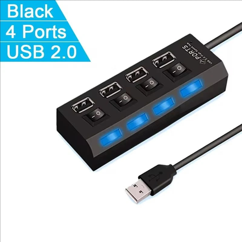 7-Port USB 2.0 Extension Hub with Individual Switches