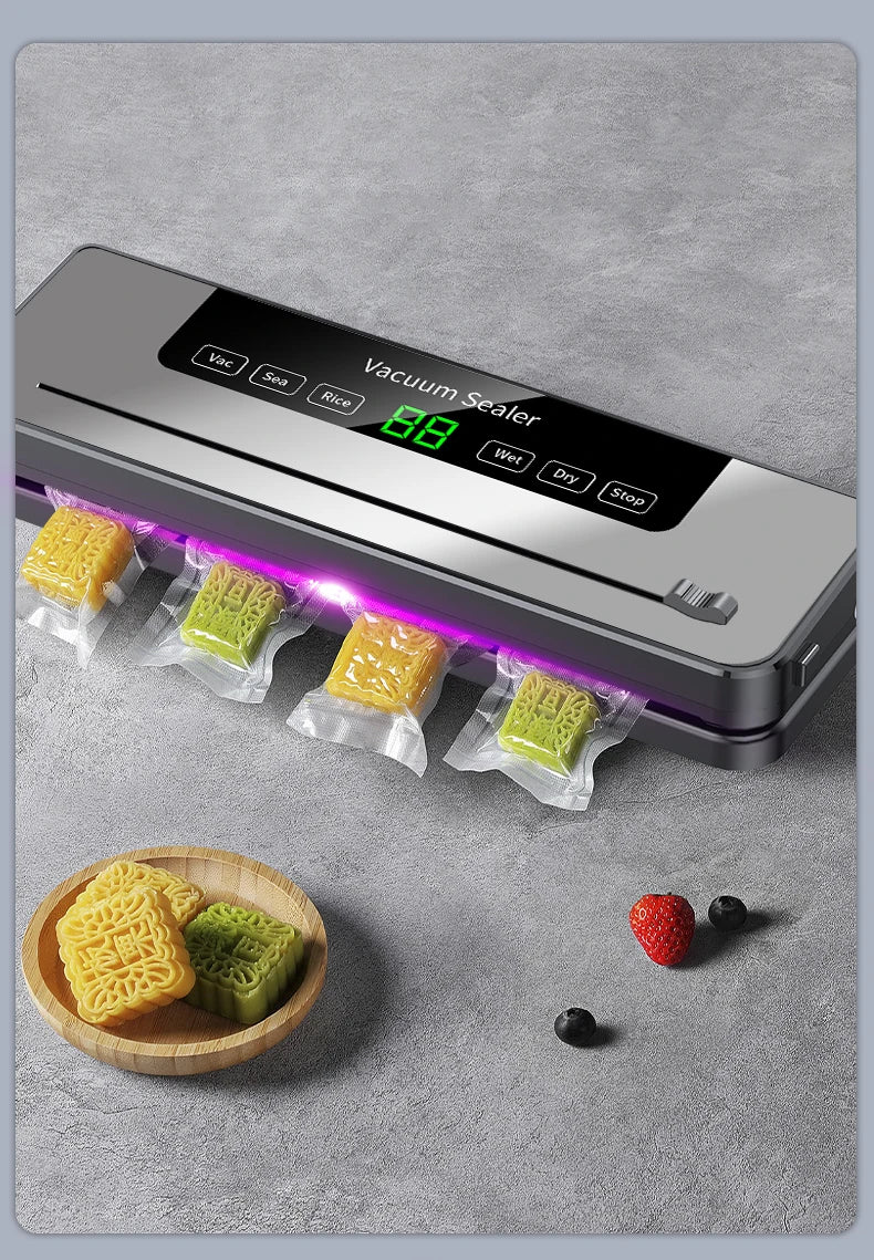 Electric Vacuum Sealer with Built-in Cutter – Dry/Wet Food Mode