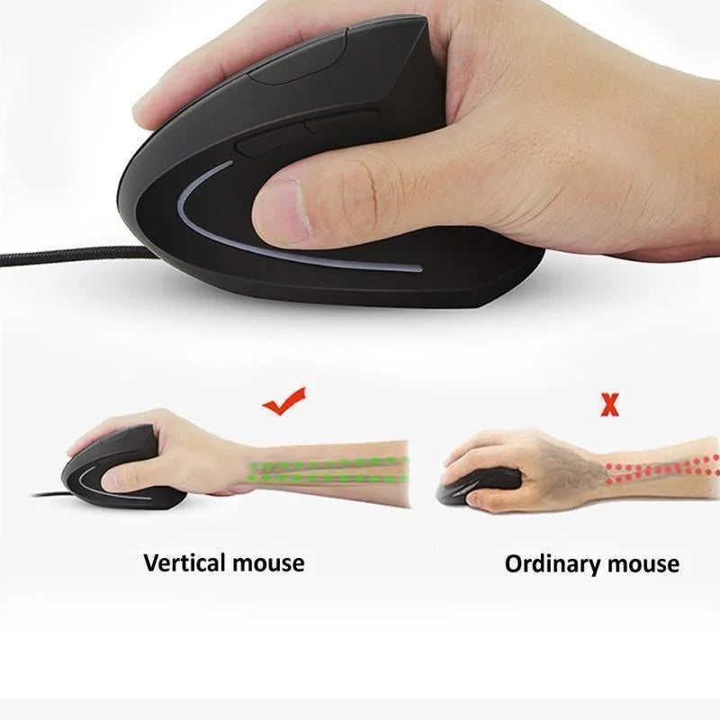 Ergonomic Vertical RGB Gaming Mouse – 3200 DPI, Right-Handed (Wired)