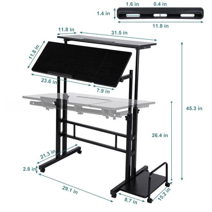 Mobile Standing Desk – Rolling Computer Workstation with Host Shelf