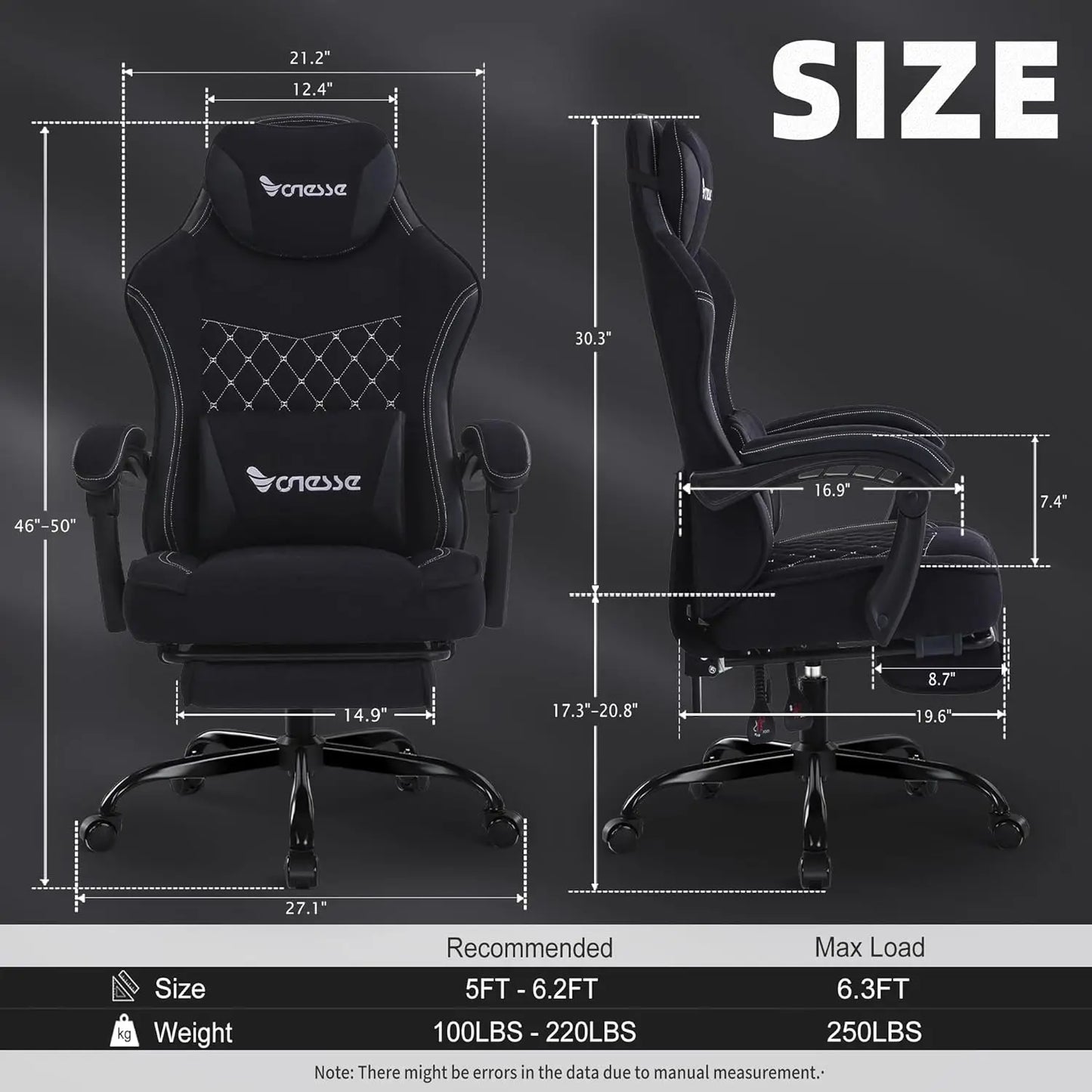 Fabric Gaming Chair with Footrest