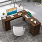 L-Shaped Office Desk with Storage Drawers, Cabinet & Keyboard Tray
