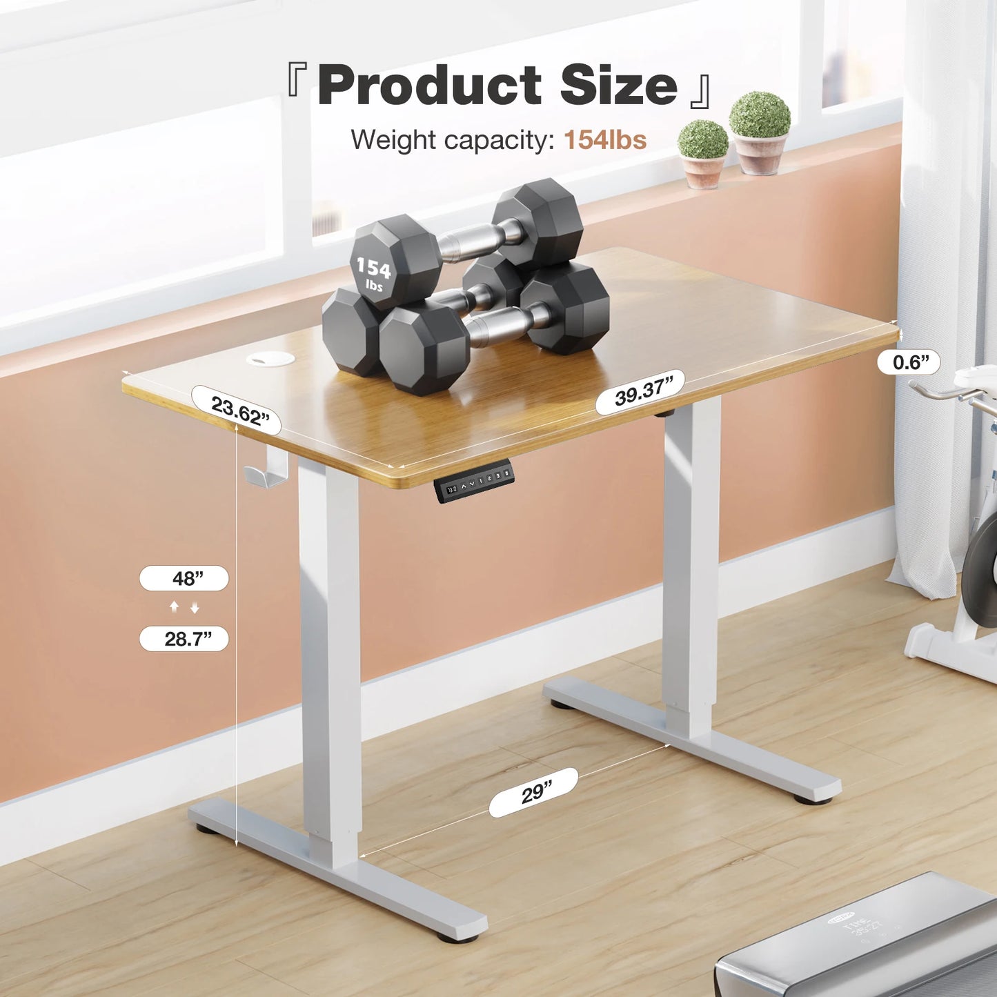 JHK Electric Height Adjustable Standing Desk - 40"x24"
