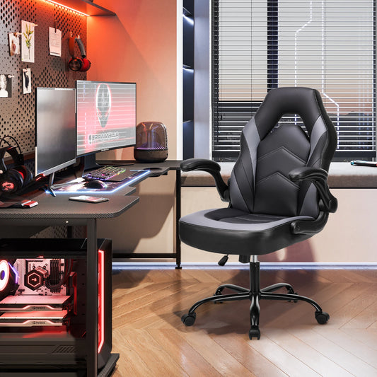 JHK Ergonomic PU Leather Gaming Chair with Flip-Up Armrests