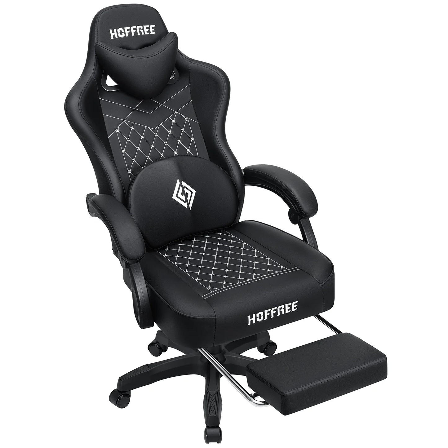 Ergonomic Gaming Chair with Footrest, Massage & Bluetooth Speakers