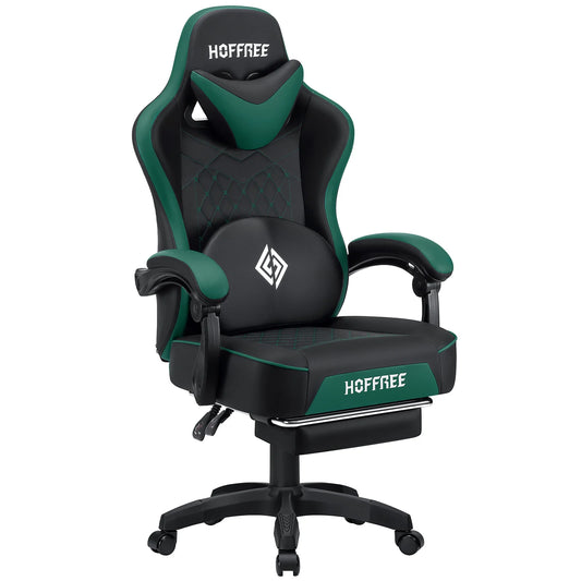 Massaging Ergonomic Gaming Chair with Footrest & Speaker