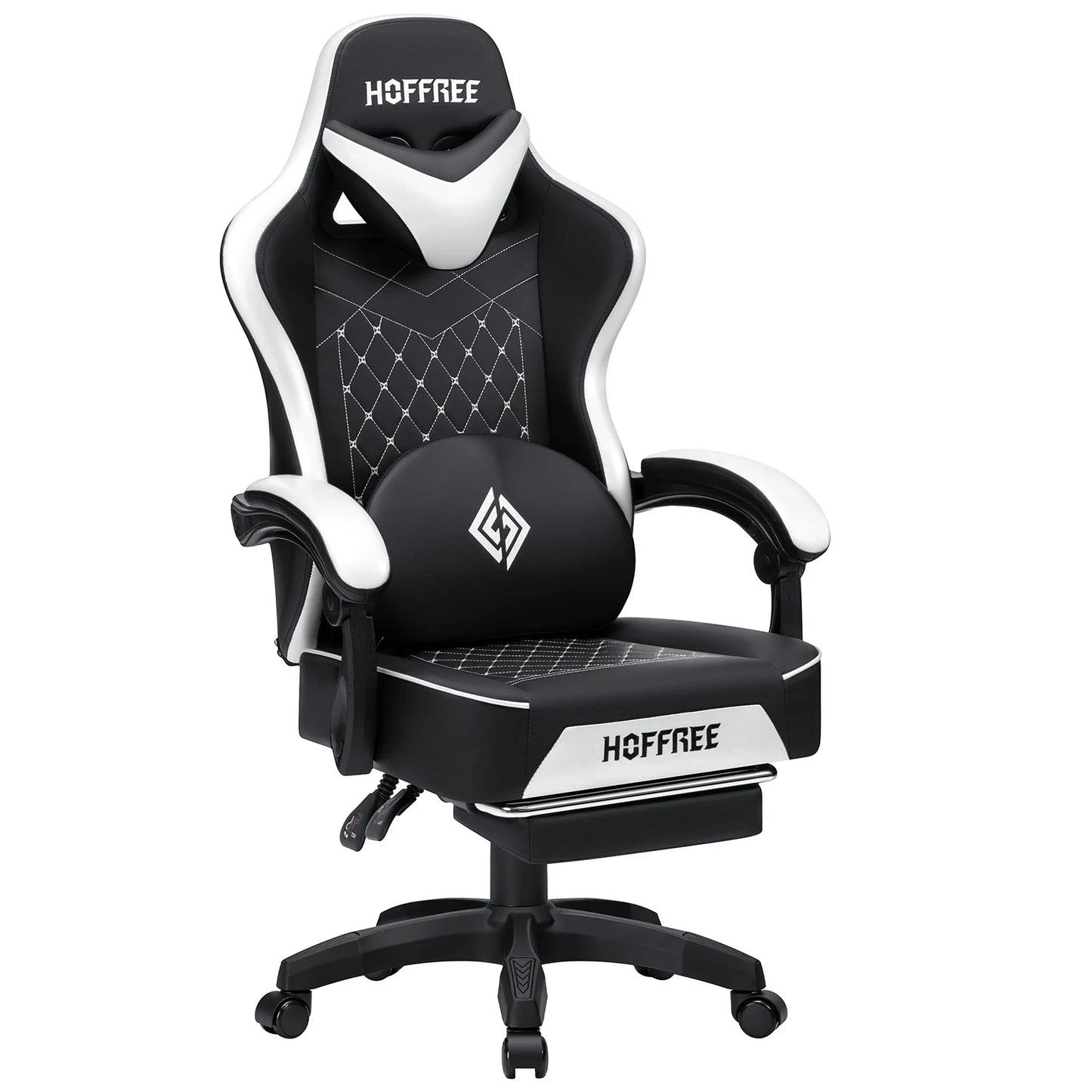 Massaging Ergonomic Gaming Chair with Footrest & Speaker