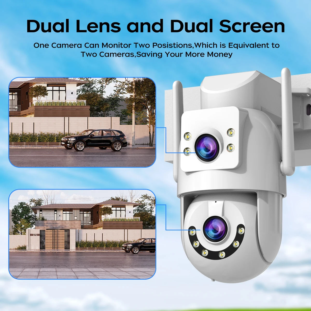 Jooan 4K 8MP Dual-Lens Outdoor PTZ WiFi Security Camera
