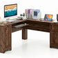 L-Shaped Corner Office Desk with Storage Drawers, Cabinet & Keyboard Tray