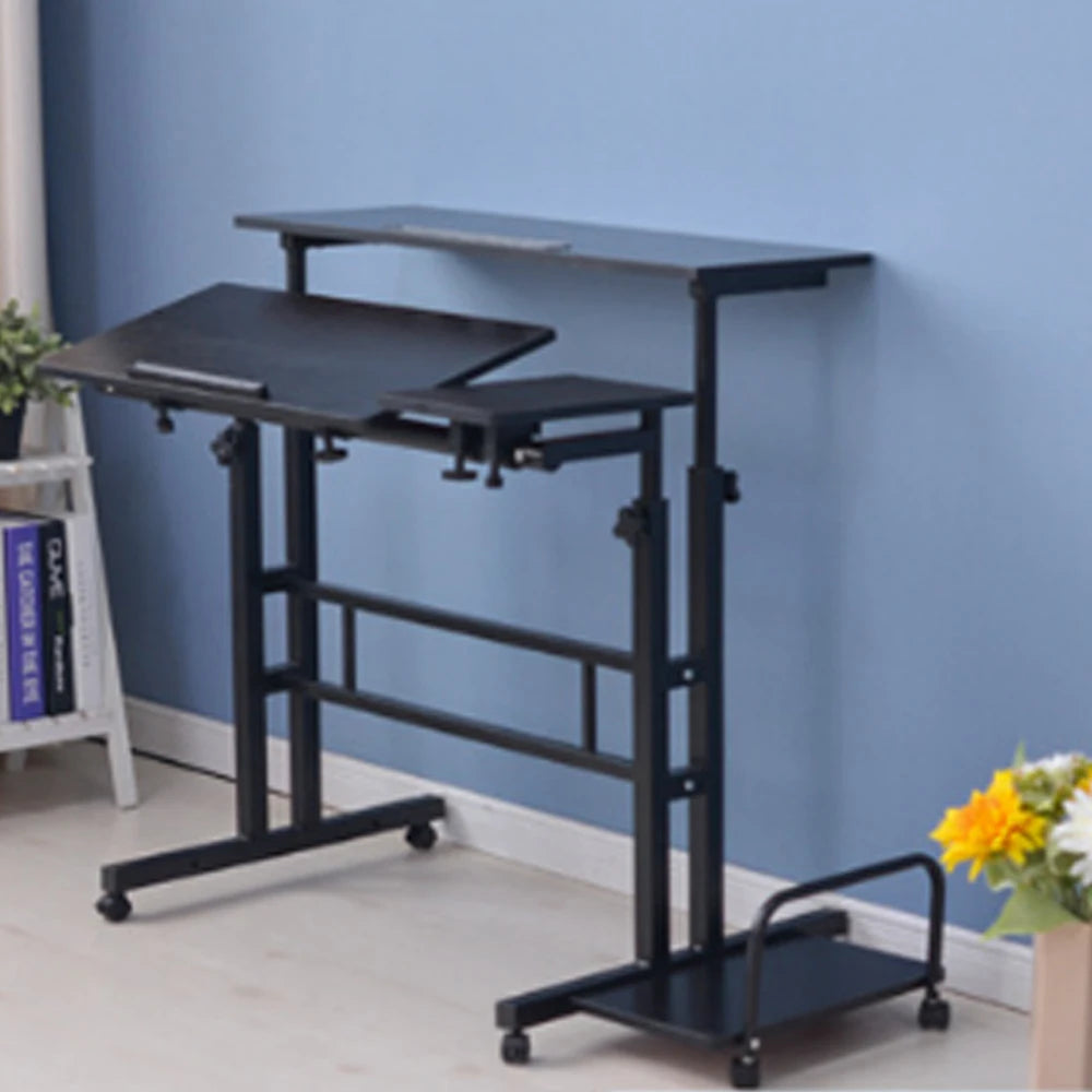Mobile Standing Desk – Rolling Computer Workstation with Host Shelf
