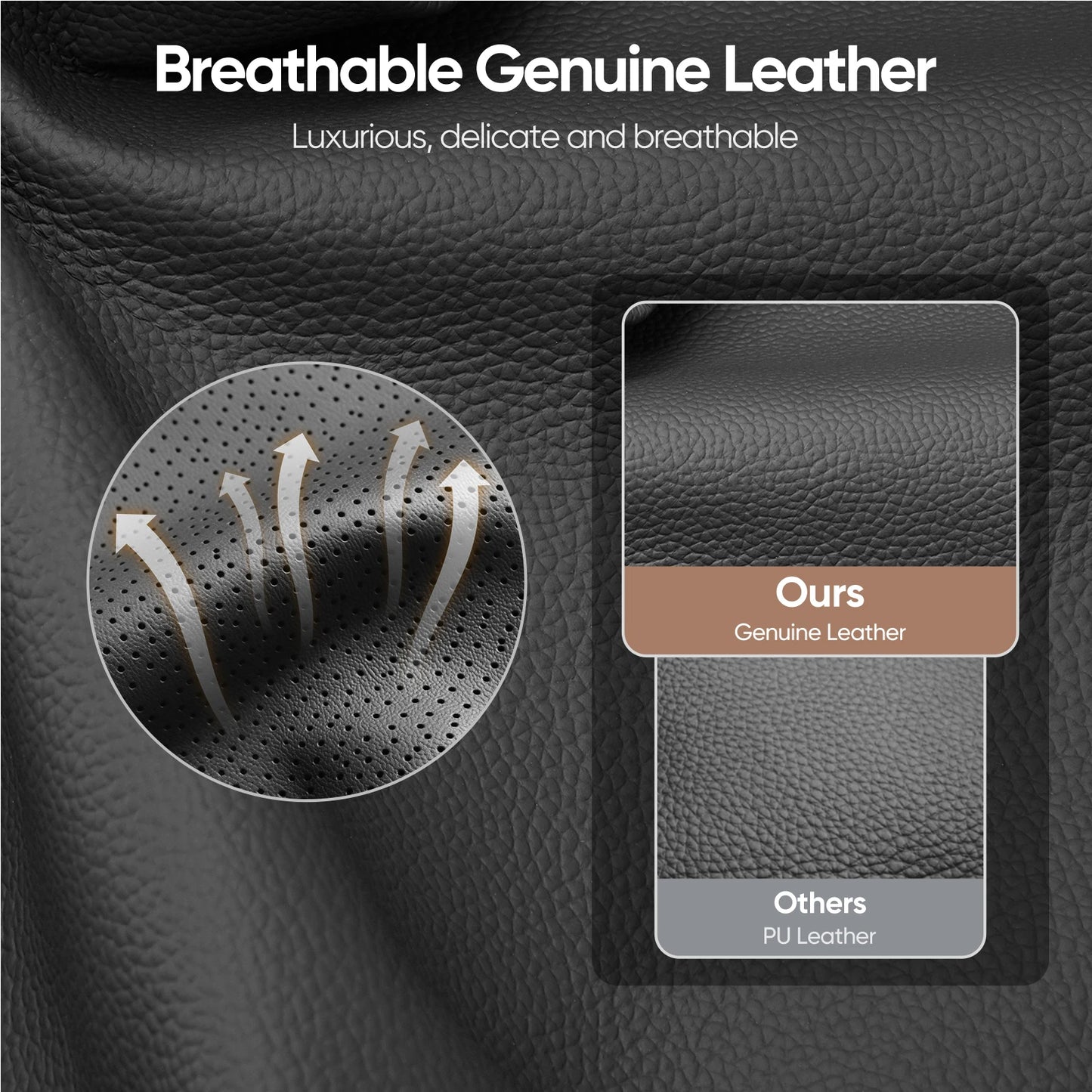 Genuine Leather Ergonomic Swivel Chair with Armrest