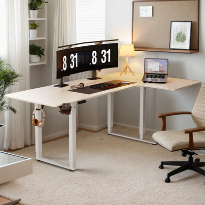 L-Shaped Electric Standing Desk – 63/71" x 43", Dual Motor with Memory Controller