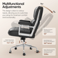 Genuine Leather Ergonomic Swivel Chair with Armrest