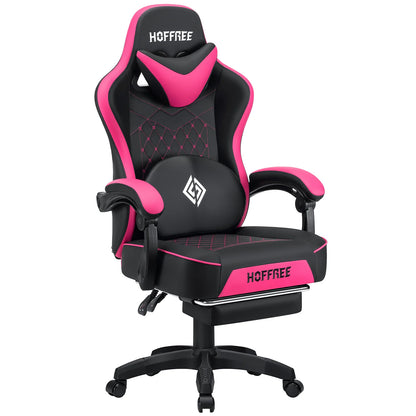 Massaging Ergonomic Gaming Chair with Footrest & Speaker