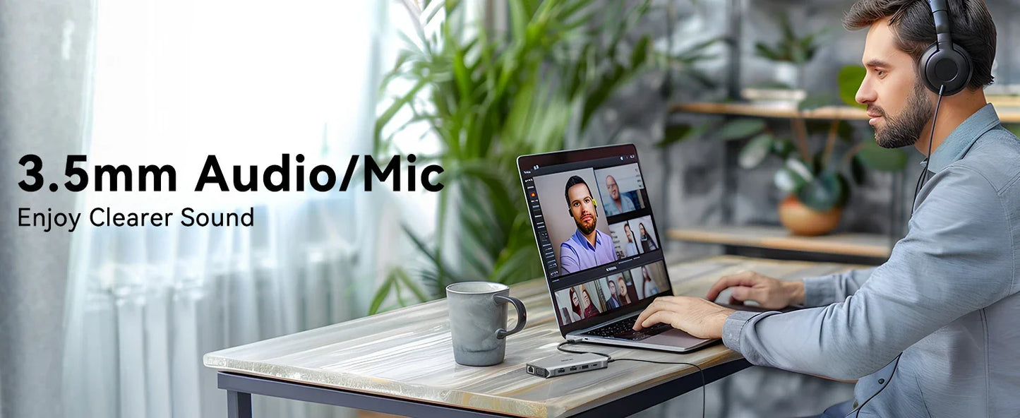 MOKiN USB-C Hub with 4K HDMI/DP, VGA, Ethernet & PD 100W