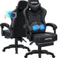 Massaging Ergonomic Gaming Chair with Footrest & Speaker