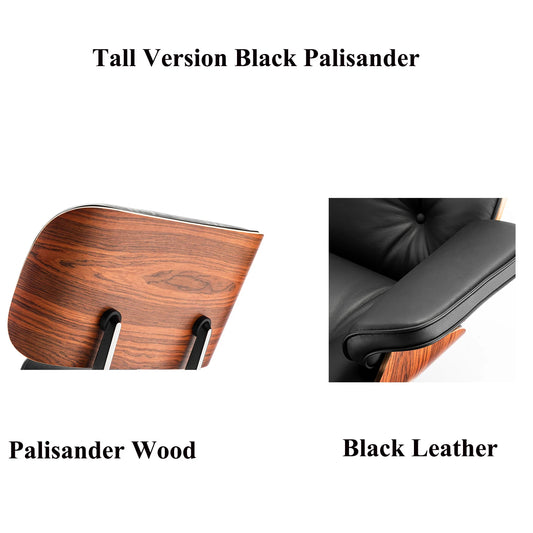 Tall Genuine Leather Chaise Lounge Chair with Ottoman
