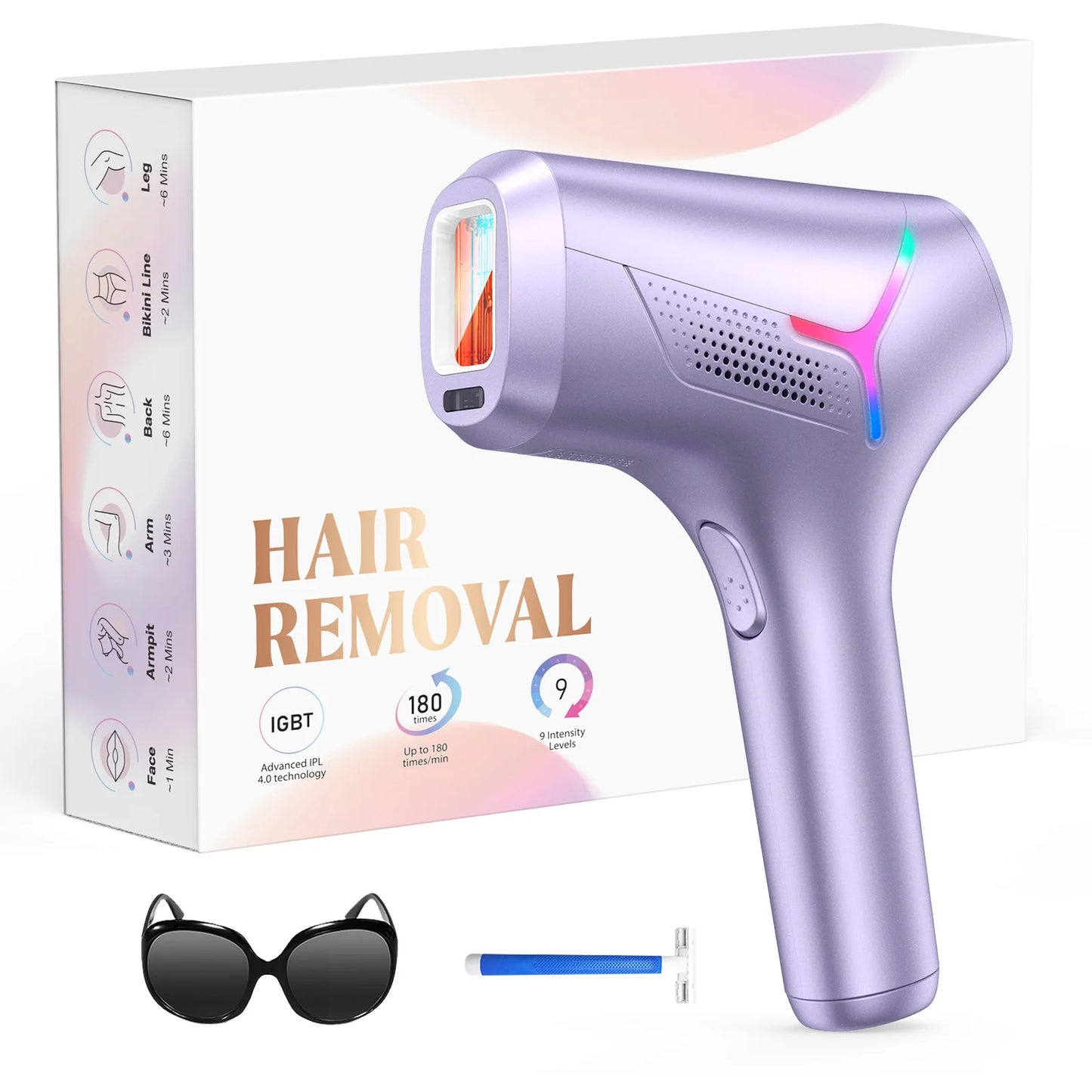 IPL Laser Hair Removal Device – 999,999 Flashes, 9 Levels