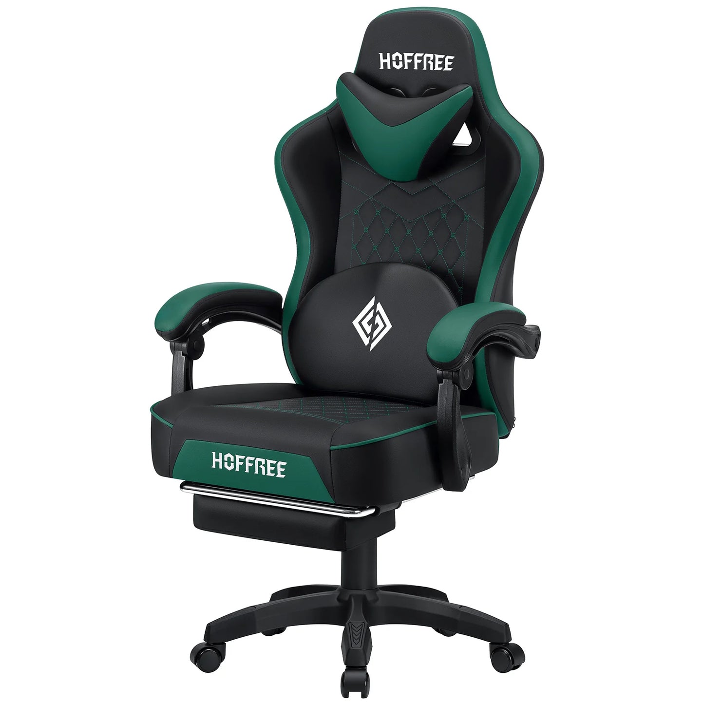 Ergonomic Gaming Chair with Footrest, Massage & Bluetooth Speakers