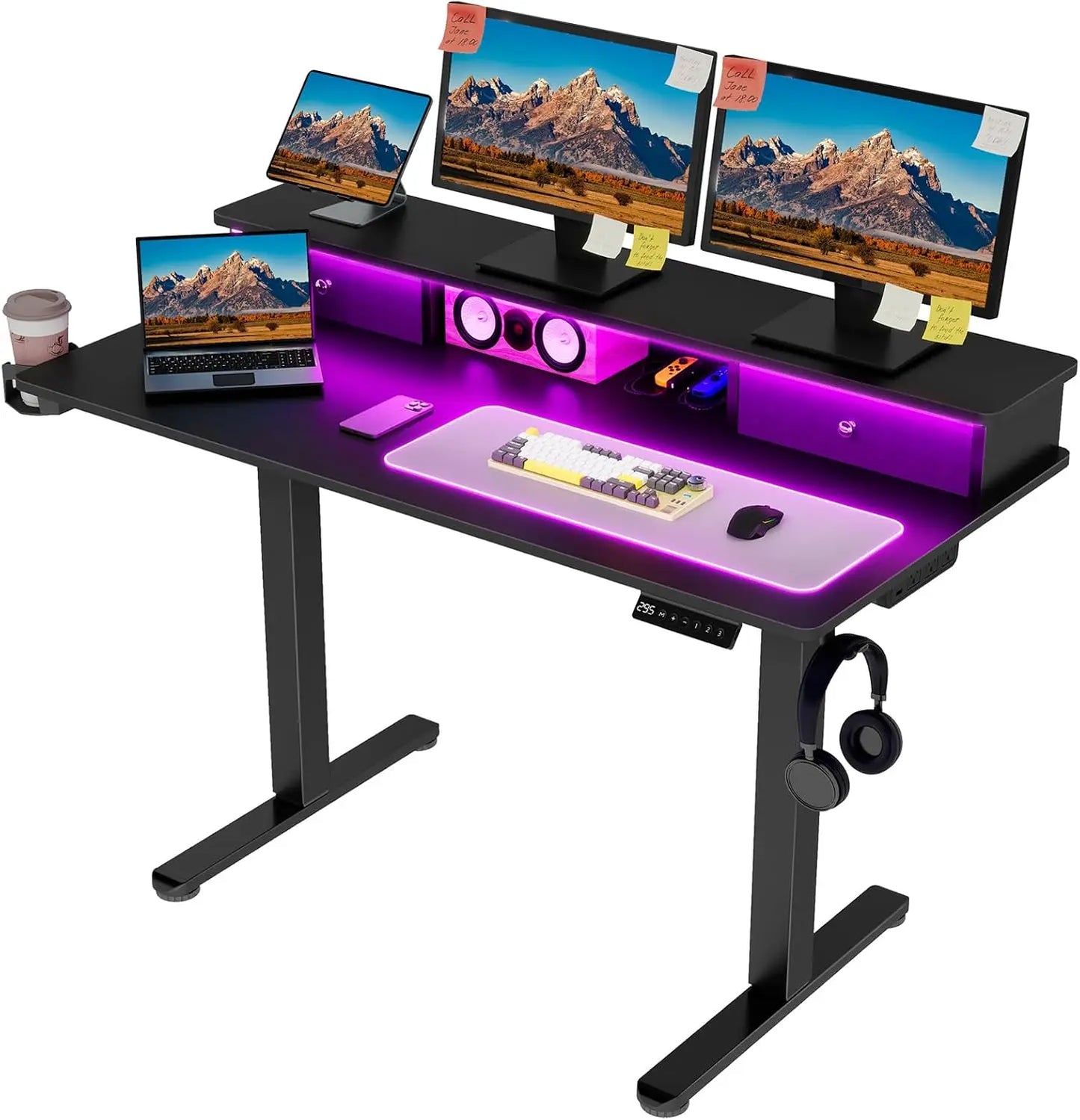 Vabches Electric Height Adjustable Desk with Power Outlet