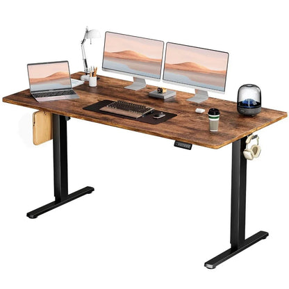 Electric Height Adjustable Standing Desk – 63" x 24", Brown