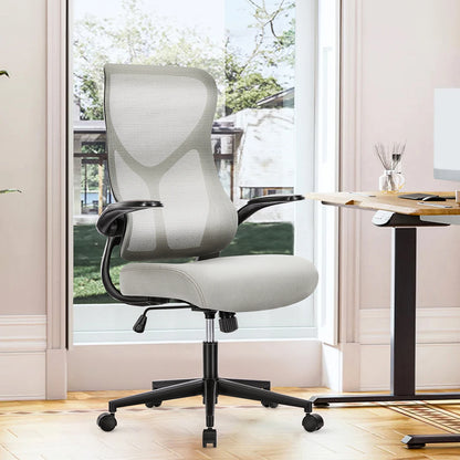 JHK Ergonomic Mesh High-Back Office Chair with Flip-Up Arms & Lumbar Support