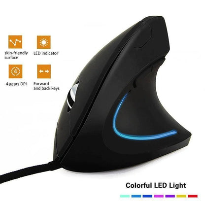 Ergonomic Vertical RGB Gaming Mouse – 3200 DPI, Right-Handed (Wired)