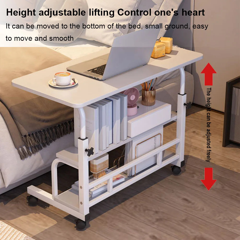60 x 40 cm Adjustable Height Rolling Standing Desk with Wheels & Storage